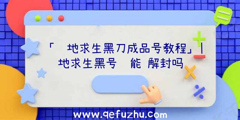 「绝地求生黑刀成品号教程」|绝地求生黑号还能